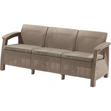 CURVER. Canapea rattan 3 locuri cappuccino-nisip Corfu Love Seat