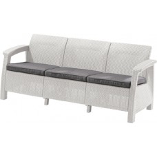CURVER. Canapea rattan 3 locuri alb-gri rece Corfu Love Seat 