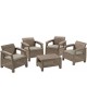 Set patru fotolii cu perne si masuta cappuccino-nisip Corfu Quattro CURVER