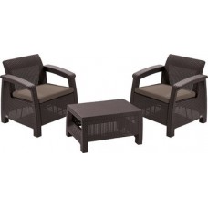 Set mobilier terasa rattan maro-taupe cald Corfu Weekend CURVER Set mobilier terasa rattan maro-taupe cald Corfu Weekend CURVER