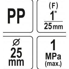 FLO Conector pentru tevi PP, dimensiune 25 mm x 1&.. FLO Conector pentru tevi PP, dimensiune 25 mm x 1&..