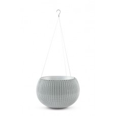 CURVER. Ghiveci mic suspendat imitatie impletitura crosetata gri COZIES S 
