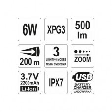 Yato Lanterna metalica XPG3 CREE cu acumulator Li-..