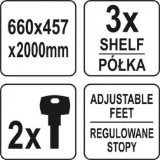  Yato Dulap pentru atelier 660 x 457 x 2000 mm 2 u..