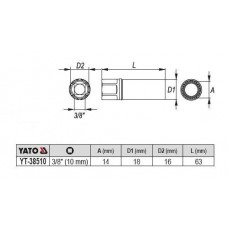 YATO Cheie tubulara pentru bujii 14 mm 3/8” ..