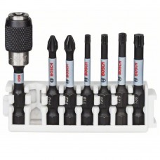 Set 6 biti PH2, PZ2, T15, T20, T25, T30, 50mm si adaptor Quick Release 60 mm Bosch