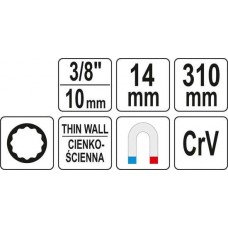 YATO Cheie tubulara bihexagonala 14 mm, cu prelung..