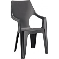 CURVER. Scaun din plastic cu spatar inalt gri desc..