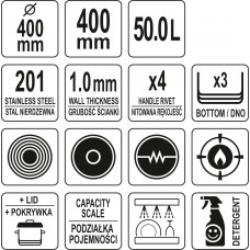 YATO GASTRO Oala inalta cu capac 40X40cm, 50L..