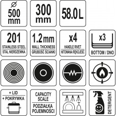 YATO GASTRO Oala cu capac 50x30cm, 58 l..