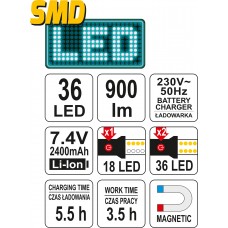  Yato Lampa 36 leduri pentru capota masina cu acum..