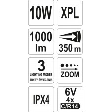 Yato Lanterna metalica XPL ZOOM 10 W luminozitate ..
