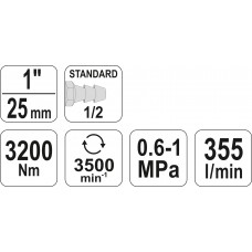 Yato Cheie de insurubat cu impact prindere 1tol pu..