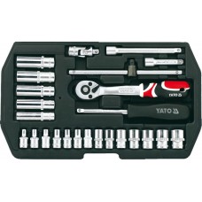 Trusa chei tubulare cu antrenor 1/4" 25 piese Yato 