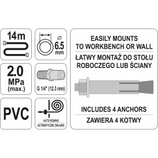 Yato Furtun aer cu tambur automat 14 m presiune 20..