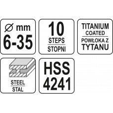 YT-44739 YATO Burghiu in trepte 6 - 35 mm.. YT-44739 YATO Burghiu in trepte 6 - 35 mm..