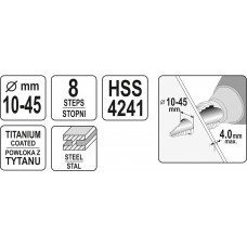 YT-44742 YATO Burghiu in trepte 10 - 45 mm..