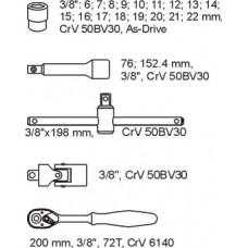 YATO Trusa chei tubulare si antrenor 3/8" pen..