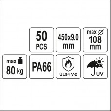 YT-70656 YATO Set 50 coliere din plastic 450 x 9.0.. YT-70656 YATO Set 50 coliere din plastic 450 x 9.0..