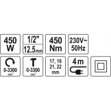  Yato Pistol de insurubat cu impact putere 450 Nm ..