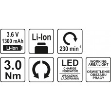 Surubelnita cu acumulator 3.6 V 3 Nm YATO..